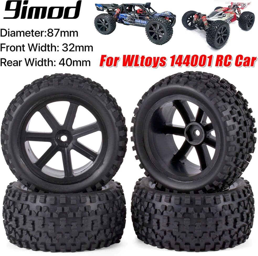 NONE Front Rear Tires Wheels Set 12mm Hex Hubs Foam Inserts For Redcat HPI HSP Traxxas ZD Racing RC 1/10 Off Road Buggy Car Black