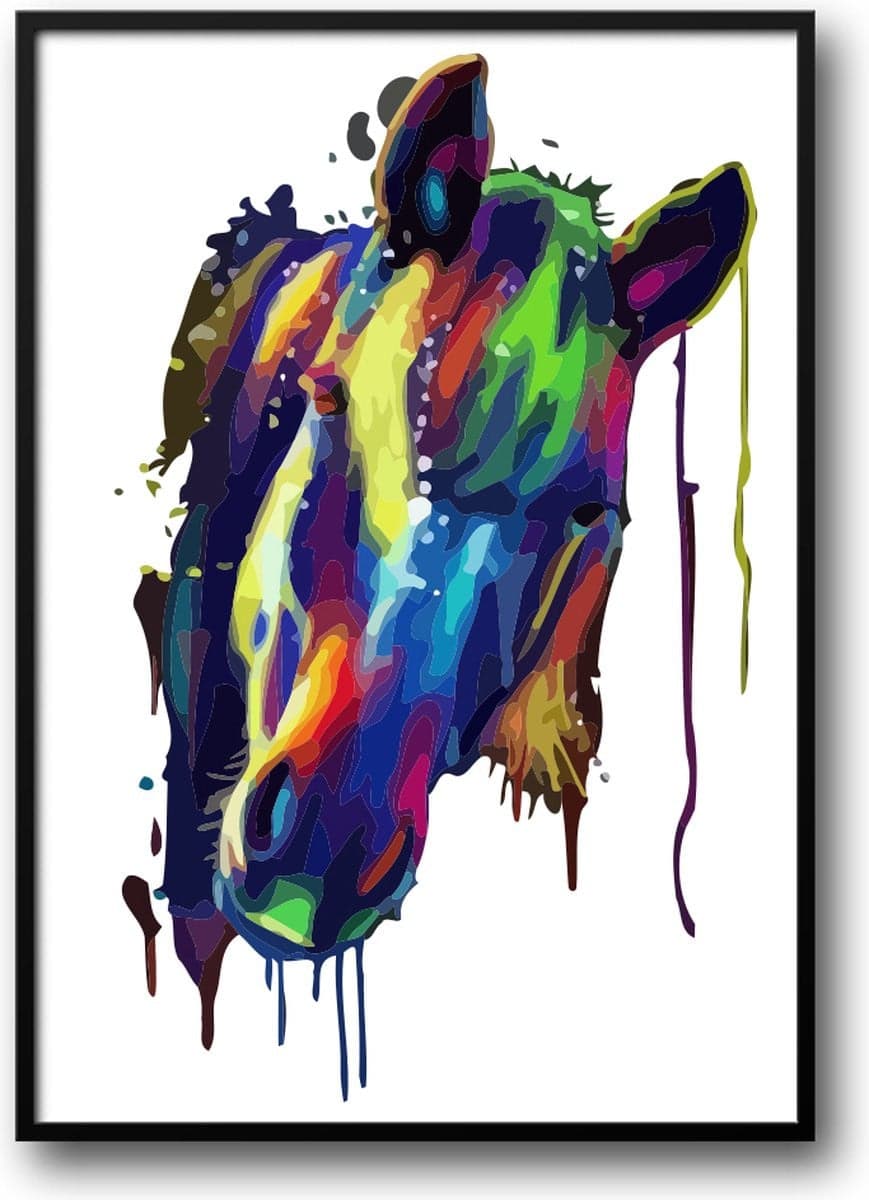 Fotolijst met geschilderd paard en glas, 50 x 70 cm