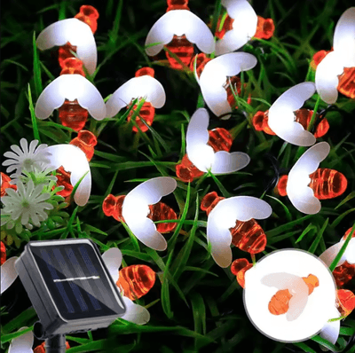 Inspire Curations Solar Bee String Lights 20 50 100 LED Outdoor Garden Decor white Light 12m 100leds
