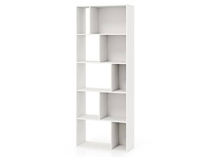 GOPLUS Bibliothèque à 5 Niveaux 60x25x160CM avec 5 Cubes Fermés et 5 Ouverts de Différentes Tailles-2 Dispositifs Anti-basculement
