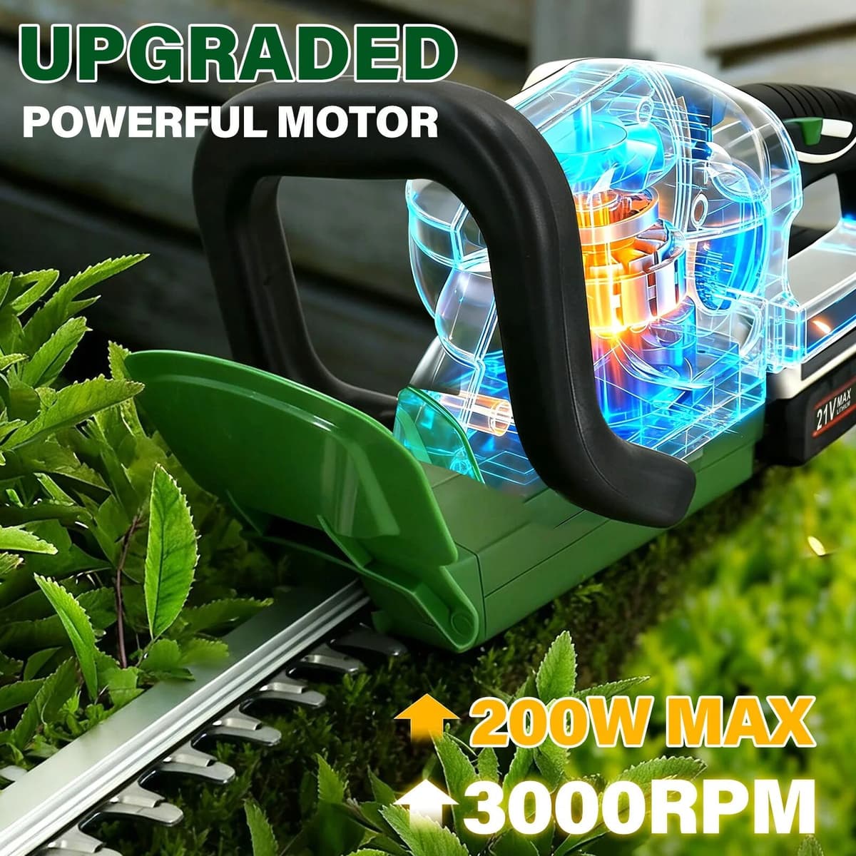 NONE Lightweight Cordless Hedge Trimmer with 2 Battery & Charger, Handheld Tree Branch Cutter Electric Pruning Tool for Garden Lawn Shrub