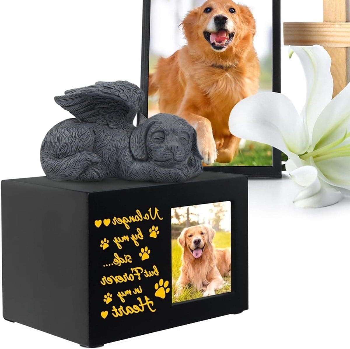 Houten Huisdier Urn met Fotolijst voor Herdenking - Meerkleurig - 18 x 12,8 cm