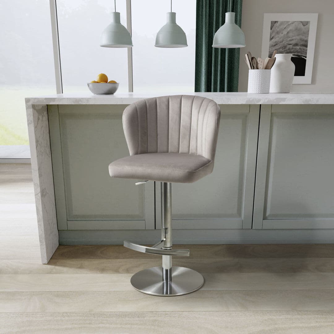 Canora Grey Aymar Yes Bar Stool with Stainless Steel Frame Mink 53cm W X 52cm D