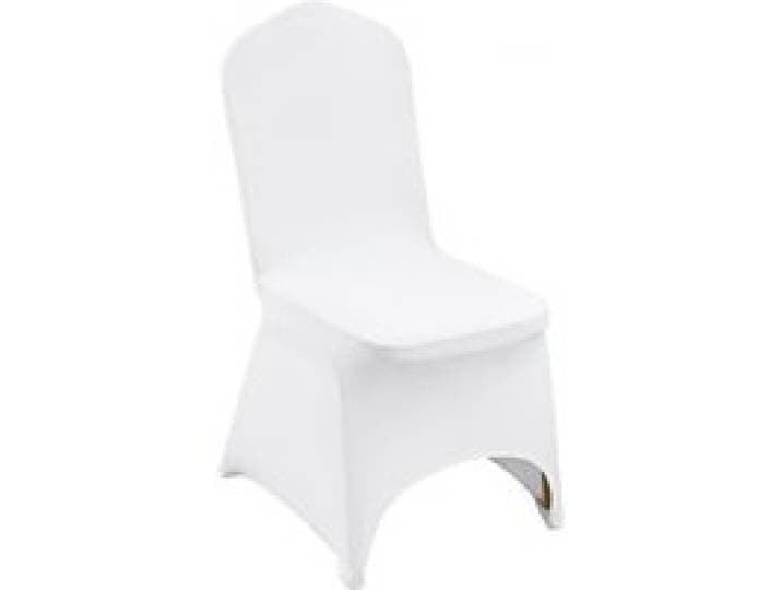 VEVOR Stretch Spandex stoelhoezen voor klapstoelen, universele pasvorm, gebogen voorkant, afneembare en wasbare hoezen, voor bruiloften, banketten, feesten, vieringen en diners (50 stuks, wit)