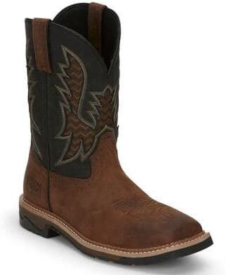 "Justin Original Workboots Bolt 11"" Square Toe - Mens 11 Brown Boot E2"