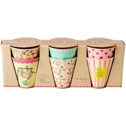 RICE Melamin Becher 6er-Set Funky Prints Pink, Medium: L33 x B9 x H13 cm, diverse