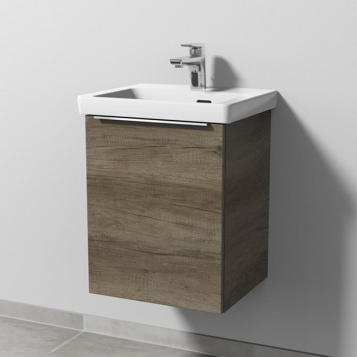 Sanipa 3way Waschtischunterbau für Keramik-Waschtisch Subway 3.0 45 cm, 1 Tür, Anschlag links, mit Aufsatzgriff, Badmöbel, UM84237, - B: 40,7 T: 36,1 H: 51,7 cm