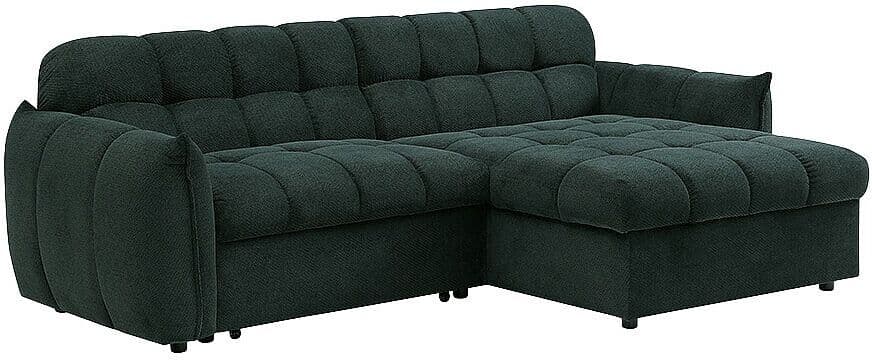 Vente-unique Wendbares Ecksofa mit Schlaffunktion aus strukturiertem Stoff in Tannengrün LIROBI