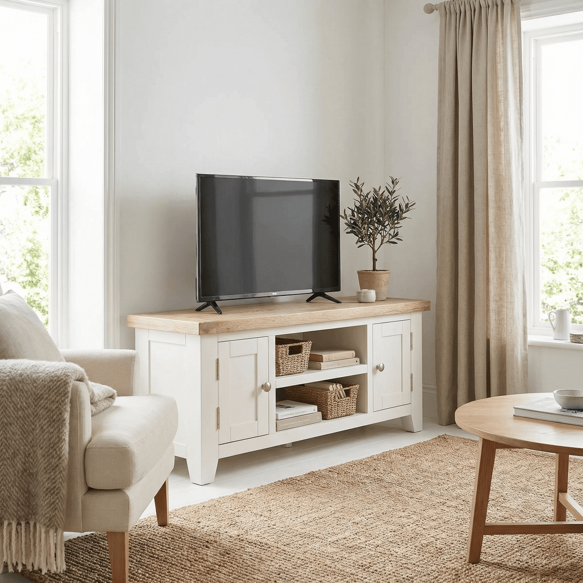 Burford 120cm TV Unit in Warm White