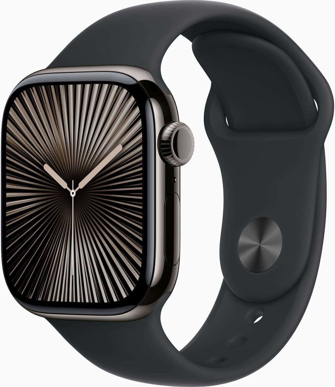 Apple Watch Series 10 Titan 42 mm (2024)   GPS + Cellular   Skiffer   Sportarmband S/M   Svart