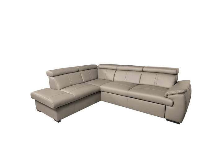 Livetastic Ecksofa, Hellgrau, Holz, Echtleder, Rindleder, 4-Sitzer, L-Form, 265x211 cm, Made in EU, Bettkasten erhältlich, Lederauswahl, seitenverkehrt Bettfunktion Rücken echt, Wohnzimmer, Sofas & Couches, Wohnlandschaften, Ecksofas