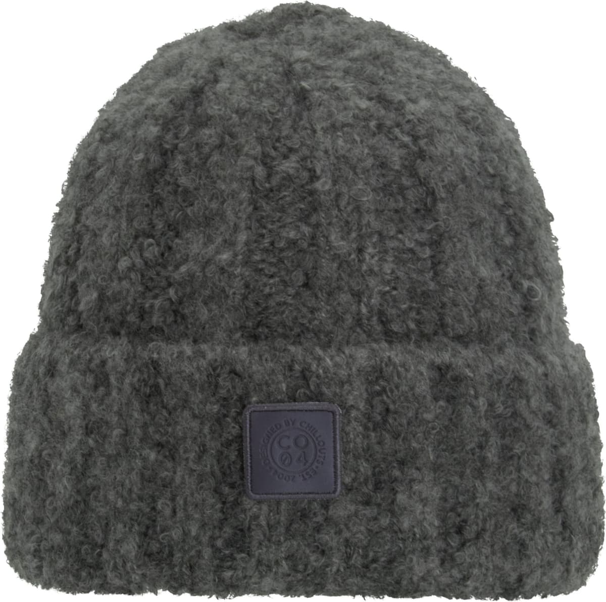 Strickmütze CHILLOUTS "Frauke Hat", Damen, grau (dunkelgrau), Grobstrick, Kunstfaser, Mützen Strickmütze, Mit breitem Umschlag dunkelgrau Einheitsgröße