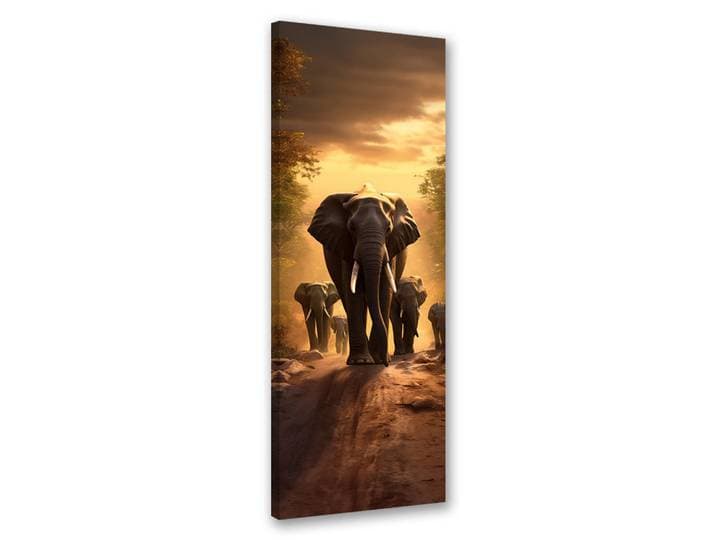 Feeby Wandbild elefantenherde, Braun, Tiere, Rechteckig, 30x90 cm, Bilder & Rahmen, Bilder, Leinwandbilder