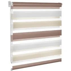 Doppelrollo, Doppel-Rollo, Duolight-Rollo, 3-farbig, Farbe weiss-creme-hellbraun, blickdicht und transparent,  nach Maß gefertigt oder in Standardgroeßen