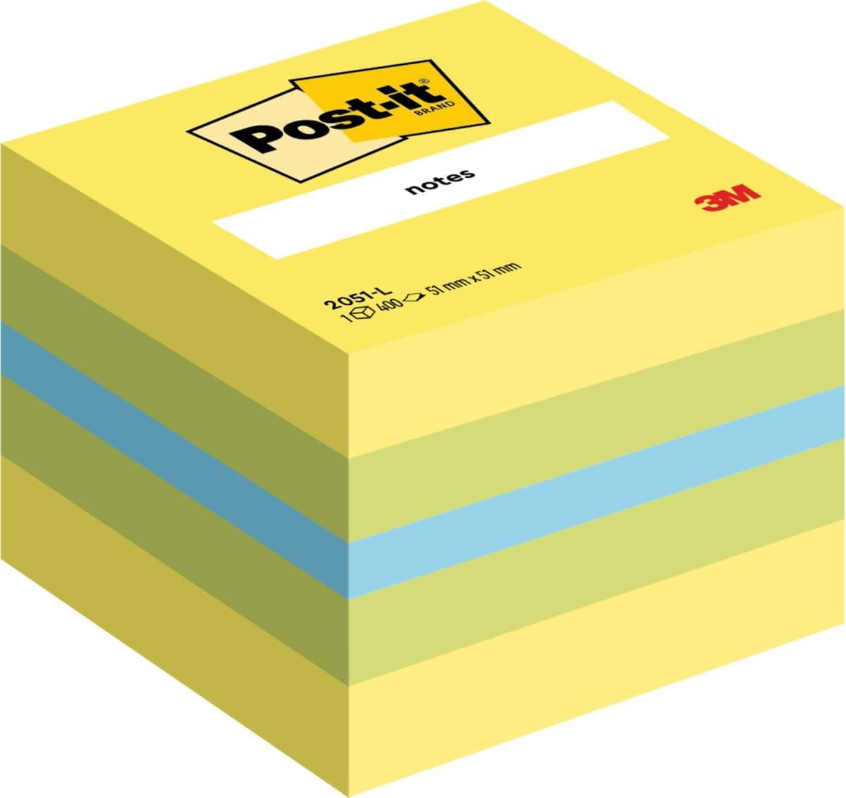 POST-IT Sticky-notislappar, minikub, 51 x 51 mm, citrongula färger, 400 blad, 2051-L