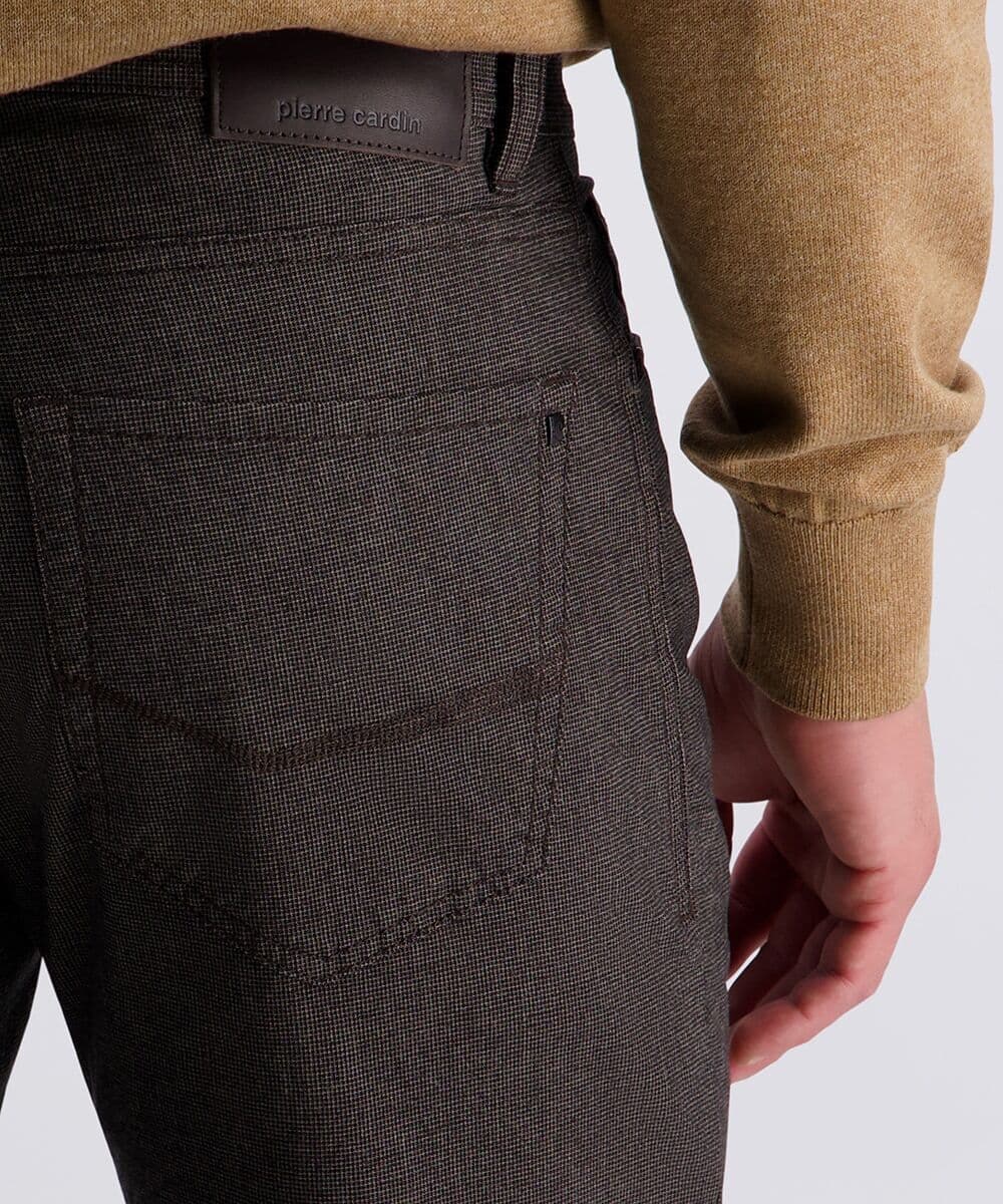 5-Pocket-Hose PIERRE CARDIN "PC-Lyon", Herren, Gr. 34, Länge 30, braun (mulch), Web, Obermaterial: 48% Baumwolle, 48% Viskose, 4% Elasthan, gemustert, lang, Hosen 5-Pocket-Hose, fein gemusterst mulch 34, Länge 30