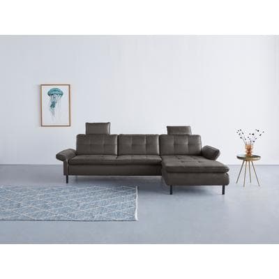 Ecksofa OTTO HOME "Birkholm L-Form", grau (anthrazit), B:267cm H:83cm T:174cm, 100% Polyester, Sofas, Ecksofa, Armlehnverstellung, auch in Easy Clean Bezug - mit Wasser zu reinigen