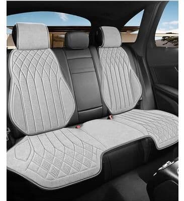 Inspired Finds All Season Breathable Linen Car Seat Cover Cushion For Cars & SUVs white Rear Seats Set