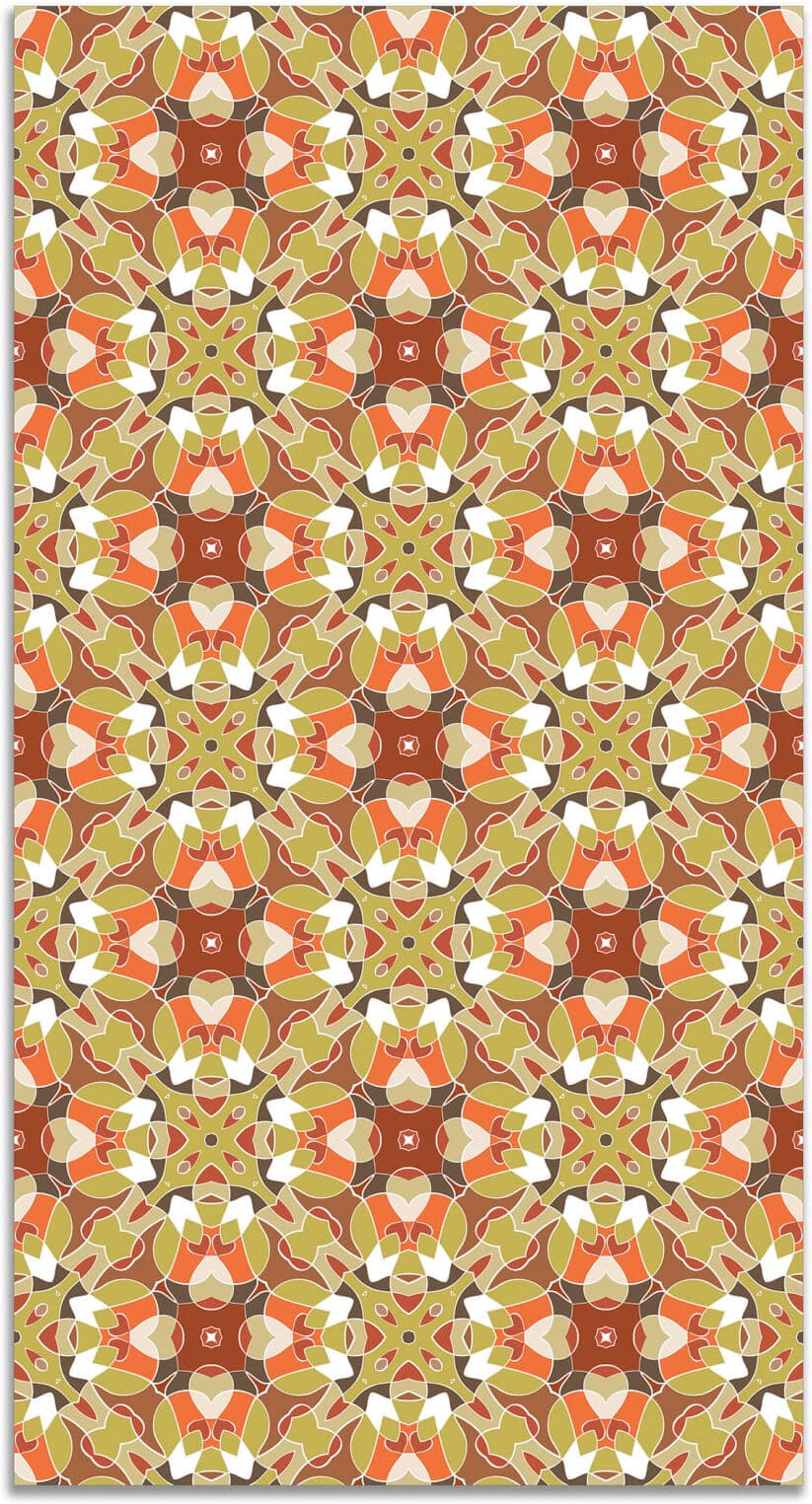 Home and Living Alfombra vinílica baldosa modelo oriental naranja 200x250 cm