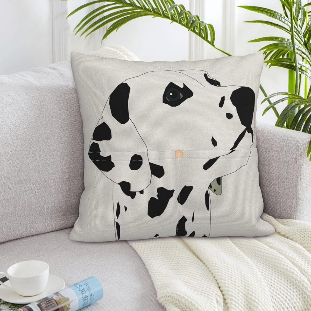 Kussenbeschermer Vierkant met Extra Zakken - Gevlekt Hond - 50 x 50 cm