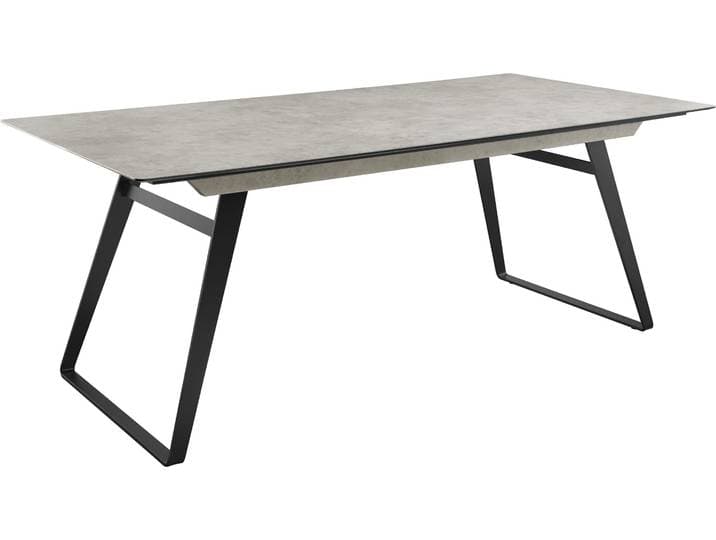 Esstisch MUSTERRING, schwarz (schwarz, zement, design), B:200cm H:76cm T:100cm, Tische, Esstisch, HPL-Platte in Zement-Design, Bügelgestell schwarz, drei Größen