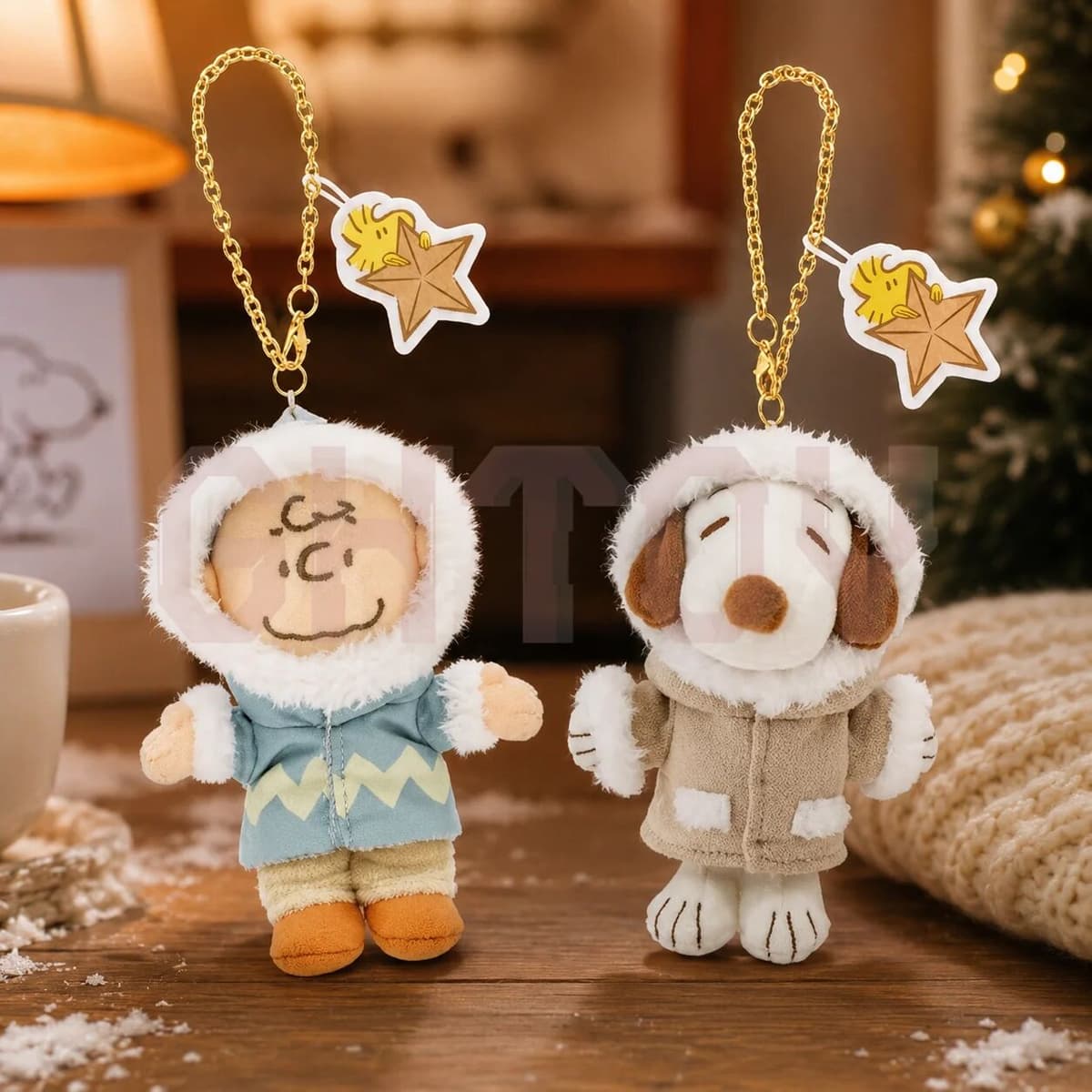 PEANUTS Snoopy Christmas Plush Keychain Snowman Dog Doll Cute Cartoon Pendant Winter Holiday Bag Charm Xmas Gift for Kids Girls Fans