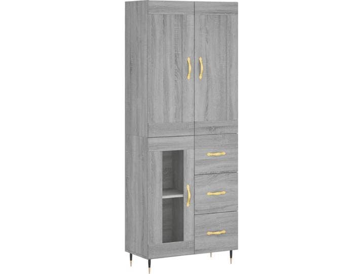 vidaXL - Hoge - kast - 69\,5x34x180 - cm - bewerkt - hout - grijs - sonoma - eikenkleurig