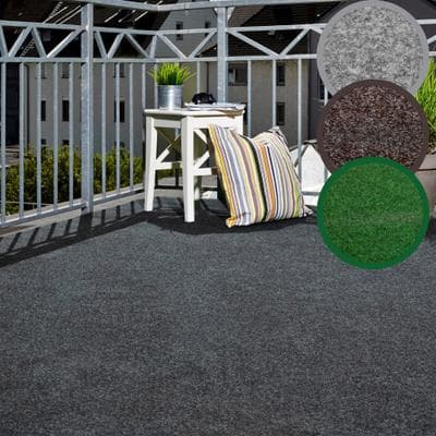 Kunstrasen ANDIAMO "Aberdeen, Gesamthöhe ca. 10 mm", grau (anthrazit), B:200cm L:600cm, Nadelfilz, Teppiche, mit Drainagenoppen, für Balkon, Terrasse, Wintergarten, Nadelfilzoptik