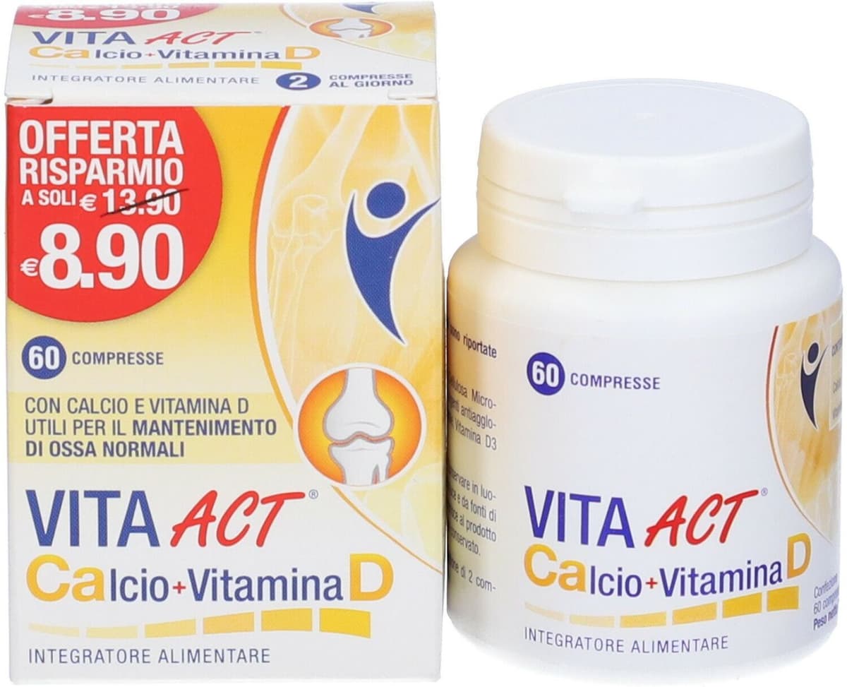F&F Srl Vita Act Calcio + Vitamina D, 60 compresse