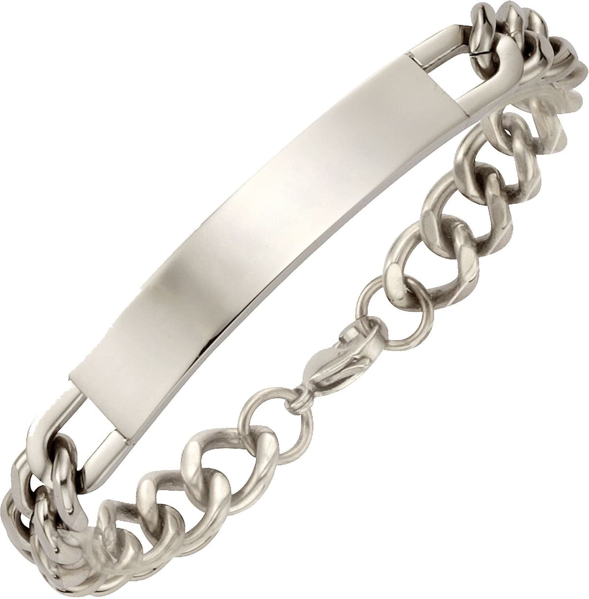 Armband FIRETTI "Schmuck Geschenk Armkette ID-Platte, Doppelpanzerkette", silber (silberfarben), Armbänder, Mädchen, 21cm, Edelstahl, Armband silberfarben 21cm, Edelstahl