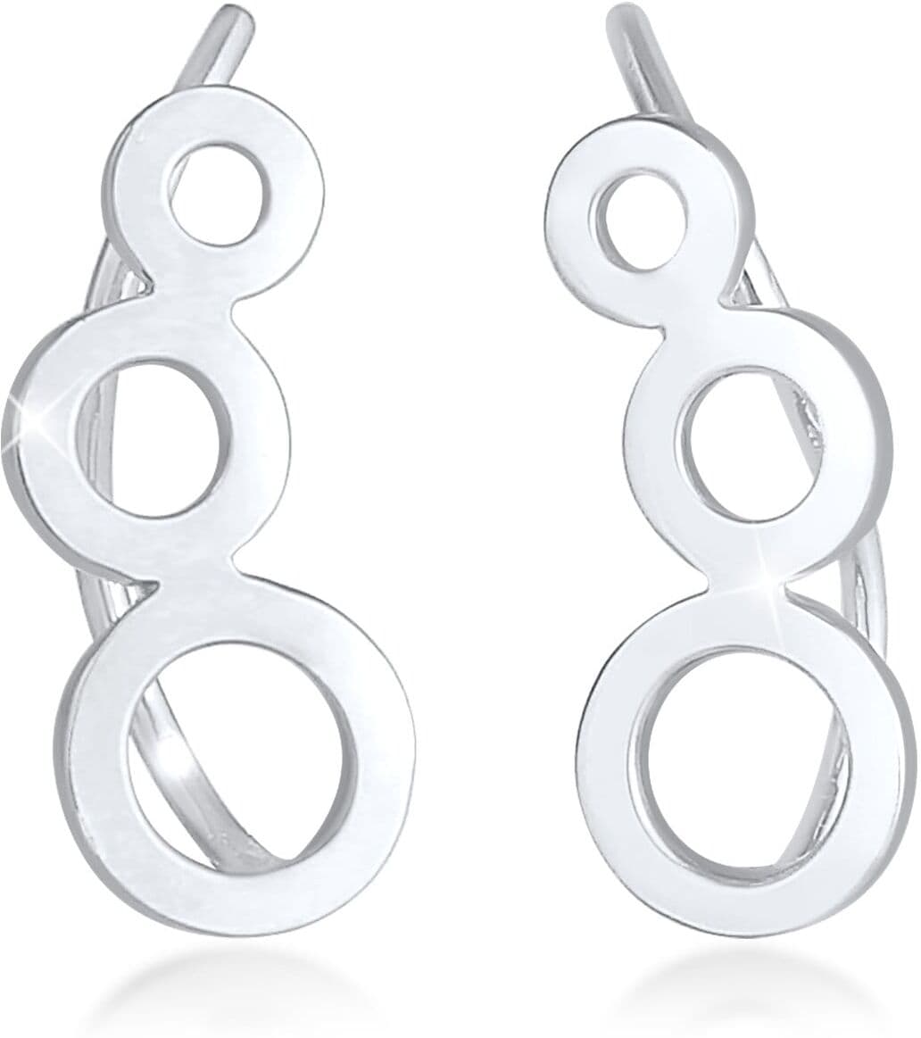 Paar Ohrstecker ELLI "Ohrringe Ear Climber Rund Kreis Look 925 Silber" Gr. 7, silber, Ohrringe, Damen, 7, ohne Stein, Silber 925 (Sterlingsilber)