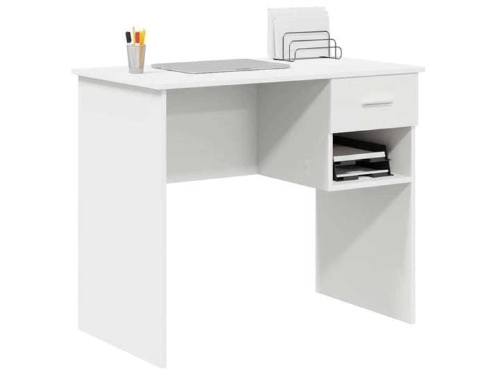 Kenneth@ Bureau - 1 PERSONNE - Table d'ordinateur - avec tiroir Blanc 90x49.5x75 cm - Bois d'ingénierie LL892
