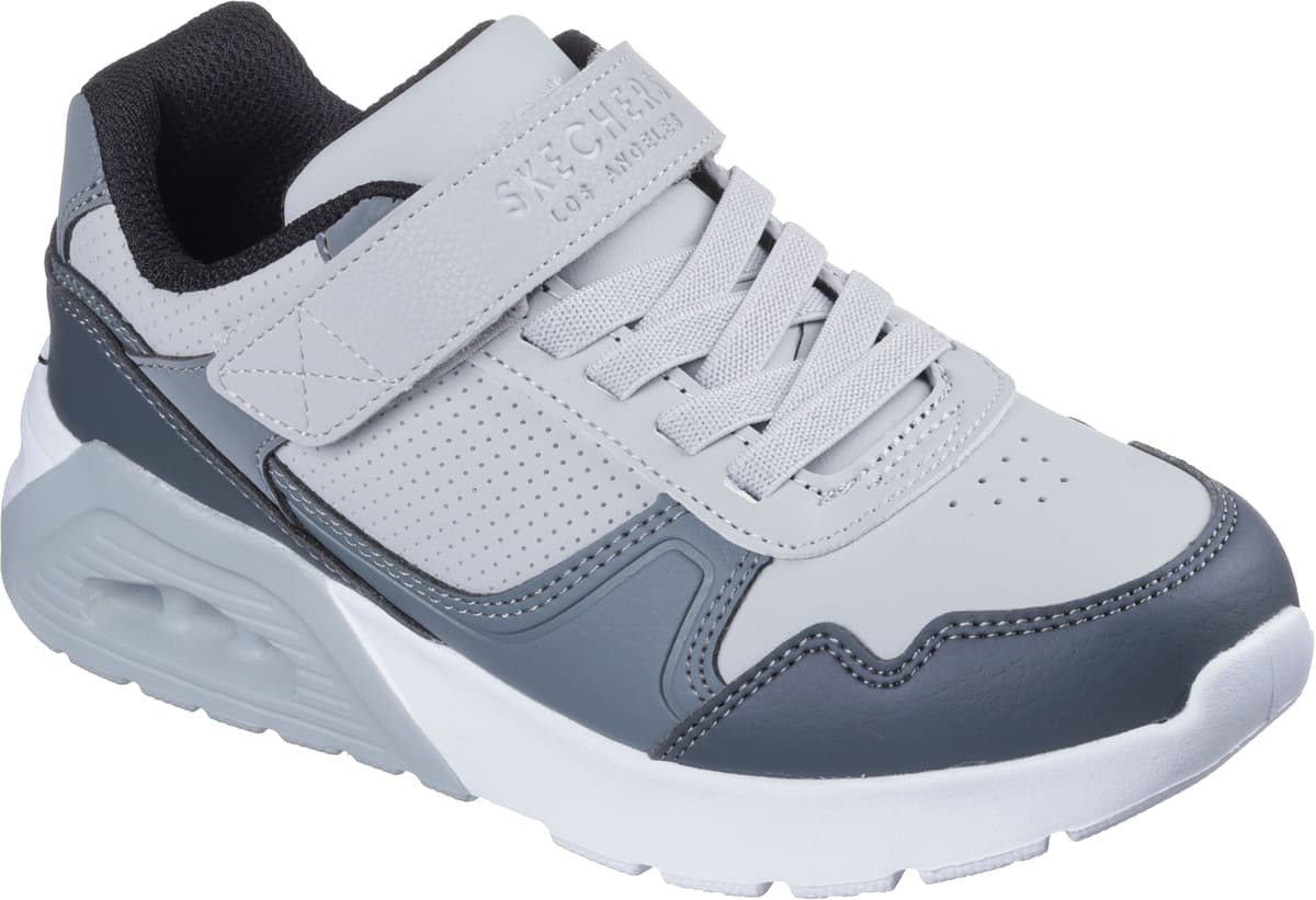 Sneaker SKECHERS "UNO LITE 2.0-PILLAR DUO", Jungen, Gr. 29, grau (hellgrau), Lederimitat, kontrastfarbene Details, Schuhe Sneaker, Schnürschuh mit Air-Cooled, Grössenschablone zum Download hellgrau 29