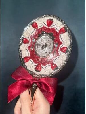 Uplift Picks Flower Knows Sweetie Bear Hand Mirror Creamy Pink Vanity Mirror 05