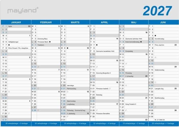 Mayland 2027 Kontorkalender, Klassisk, A5