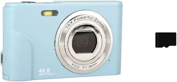 INF DC311 Kompakte Digitalkamera mit 32GB TF-Karte Hellblau