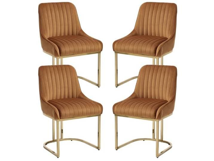 Wahson Chaises Salle à Manger Lot de 4 Chaises de Salle à Manger en Velours Chaise de Cuisine Moderne avec Coussin Épais Marron