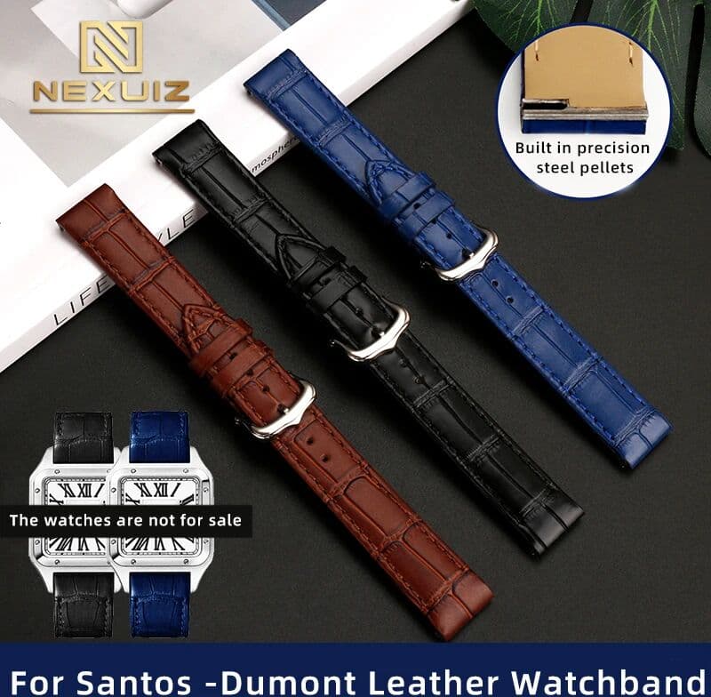 Nexuiz Special Quick Detachable Cowhide Watch Strap For Cartier Santos Dumont Series WSSA0023 WSSA0022 W2SA0012 Watchband 15.5mm 17.5mm