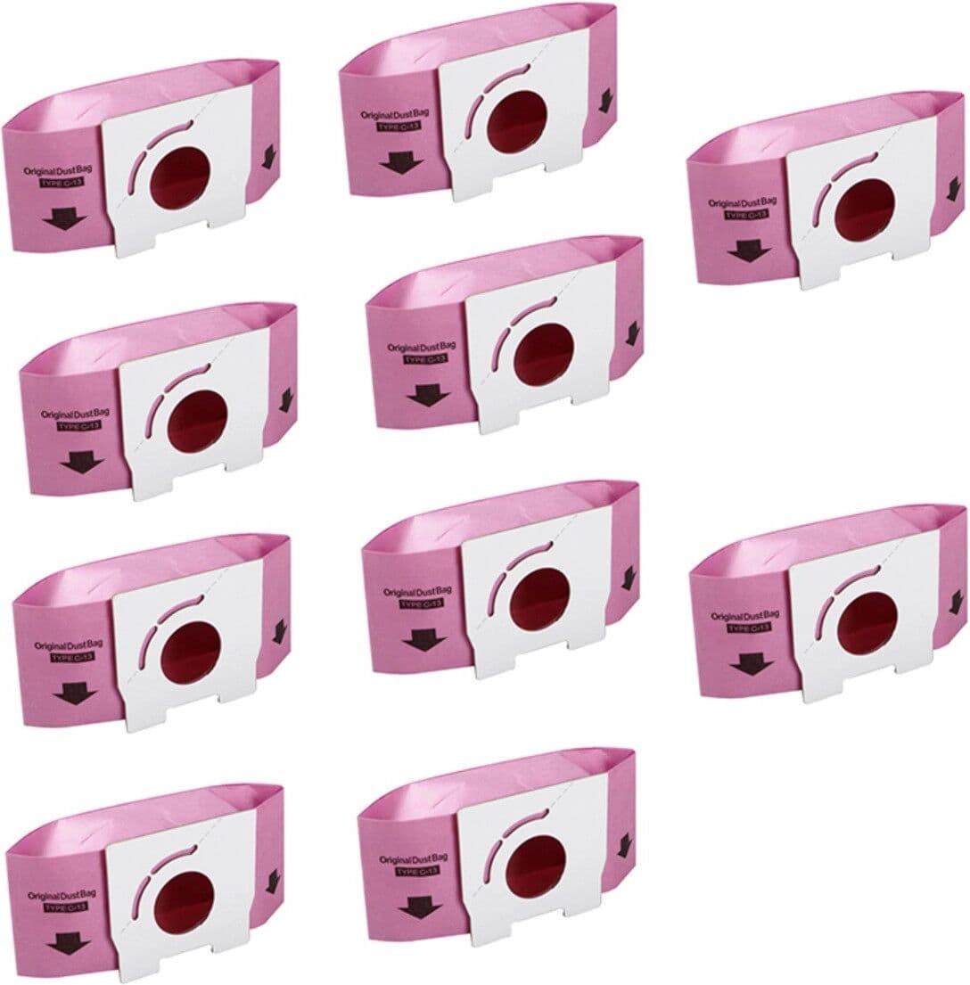 INF Sacs à poussière C-13 Pack de 10 - Sac en papier compatible avec Panasonic, filtration élevée Rose