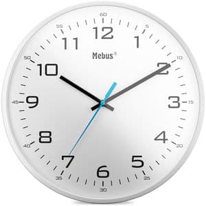 Mebus Wanduhr 16248, Kunststoff, analog, Quarzuhr, Ø 30 cm, weiß