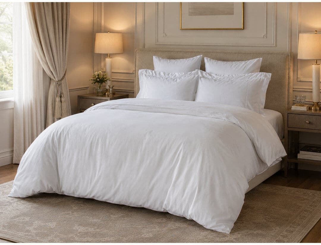 Belledorm 600TC 100% Egyptian Cotton Duvet Set Cotton Solid Colour Duvet Cover Set White King