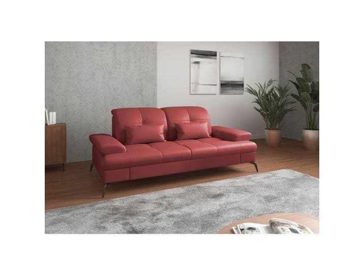 Sit & More 2,5-Sitzer, Rot, Metall, Kombination Echtleder/Stoff, Nappaleder, 202x90x122 cm, Goldenes M, Made in Europe, DGM-Klimapakt, Armteil links, rechts, Wohnzimmer, Sofas & Couches, Sofas, 2-Sitzer Sofas