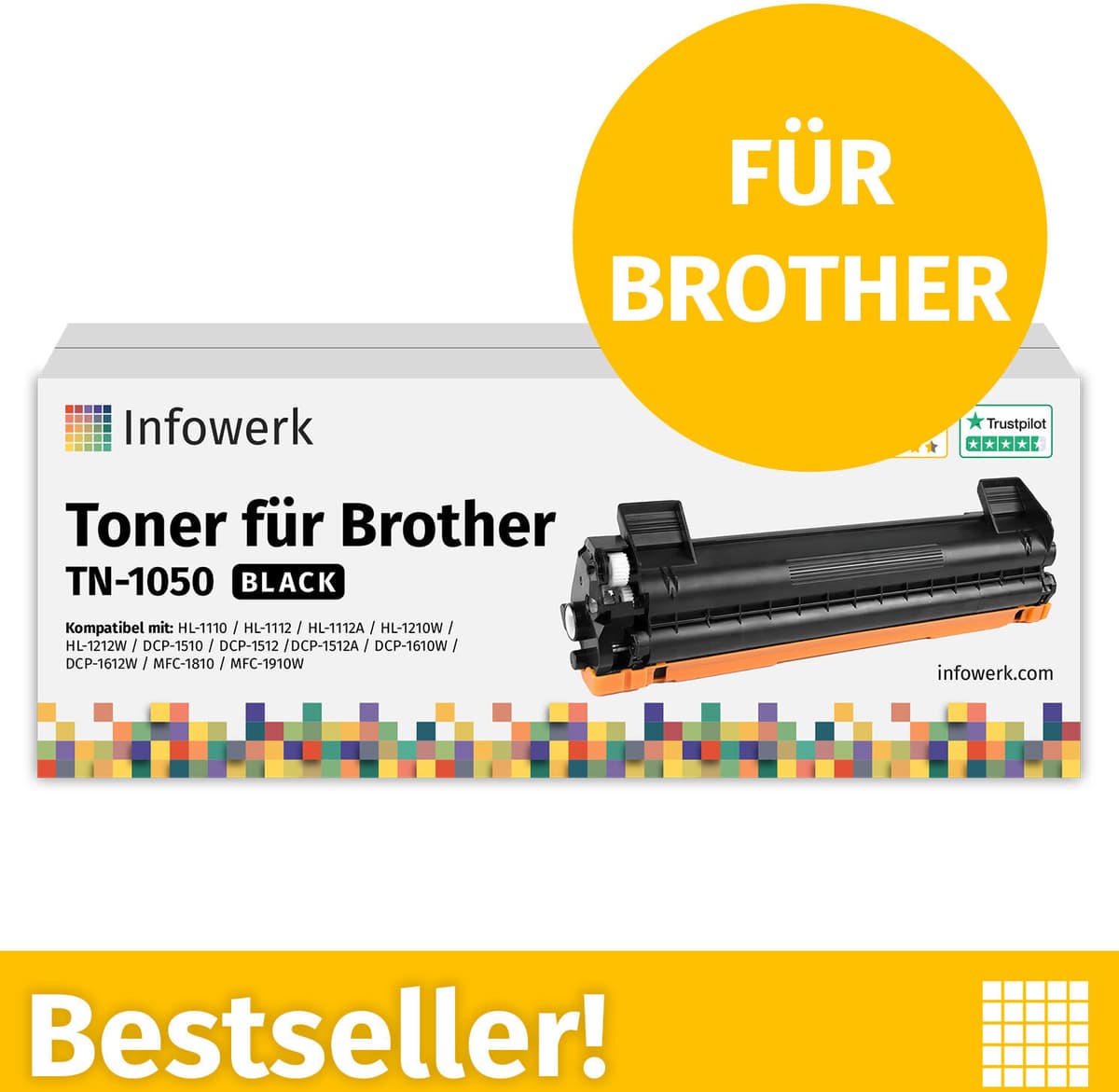 Infowerk Toner für Brother TN1050, Schwarz, 1 Stück