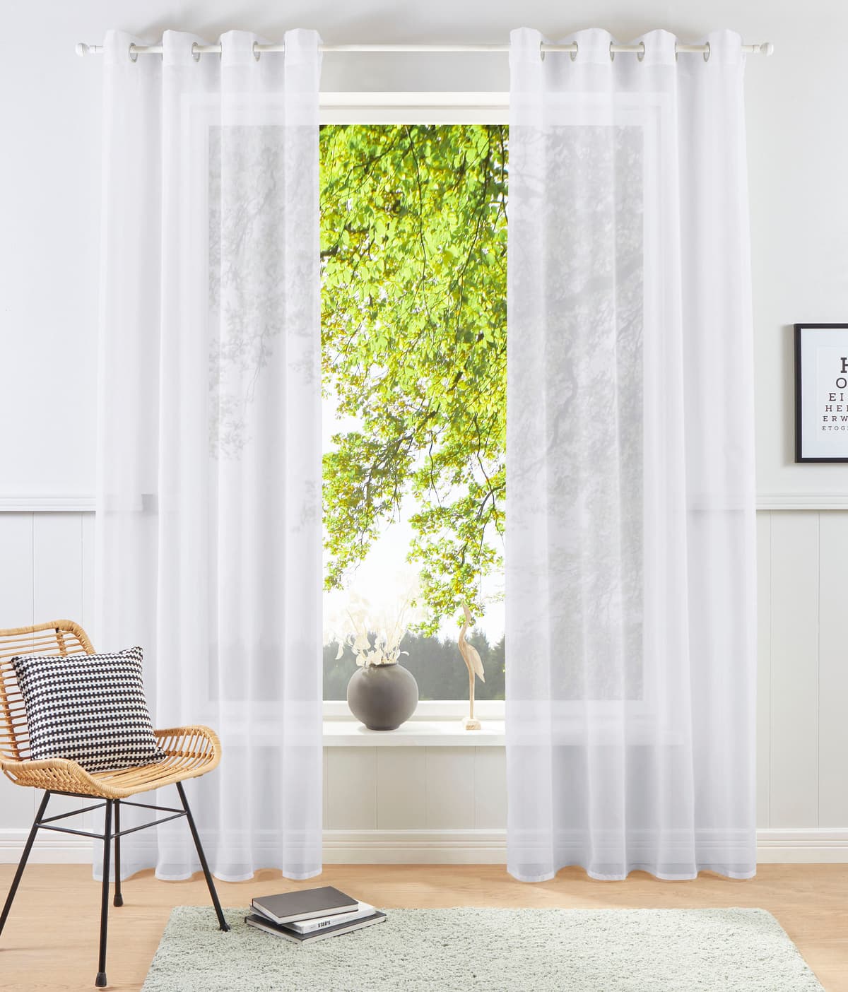 Gardine GOODPRODUCT "XANA 1er- und 2er Pack mit Ösen, Topseller" Gr. 2, weiss (weiß), B:145cm H:175cm, Voile, Polyester, Gardinen, Gardine, einfarbig, 1 bzw. 2er Set, pflegeleicht, Kundenliebling weiß 175cm, Ösen, 145cm