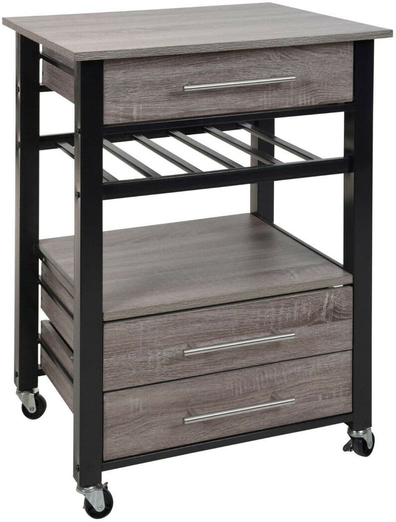 Borough Wharf Rio Dell 60 cm W Kitchen Cart with Wheels Brown 84.5cm H X 60cm W X 50cm D