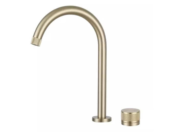 Robinet de lavabo noir Tuqiu, robinet de salle de bain à deux trous, robinet de lavabo brossé, robinet de lavabo pivotant à large ouverture