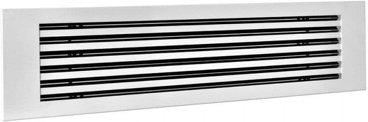 Brofer Diffusori Lineari a 4 Feritoie DLFP40 Bianco Ral 9010 Con Serranda e Alette Deflettrici a Lama su Pannello Varie Misure