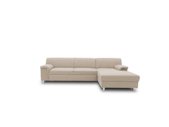 Mid.you Ecksofa, Beige, Metall, Uni, 3-Sitzer, L-Form, 252x150 cm, Made in EU, Schlafen auf Sitzhöhe, Rücken echt, Armteil links, rechts, Wohnzimmer, Sofas & Couches, Wohnlandschaften, Ecksofas