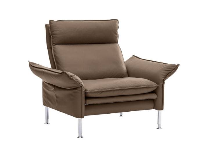 Erpo Sessel Porto, Grau, Echtleder, Semi-Anilinleder, 88x93x88 cm, Fußauswahl, Lederauswahl, Stoffauswahl, Wohnzimmer, Sessel, Sonstige Sessel