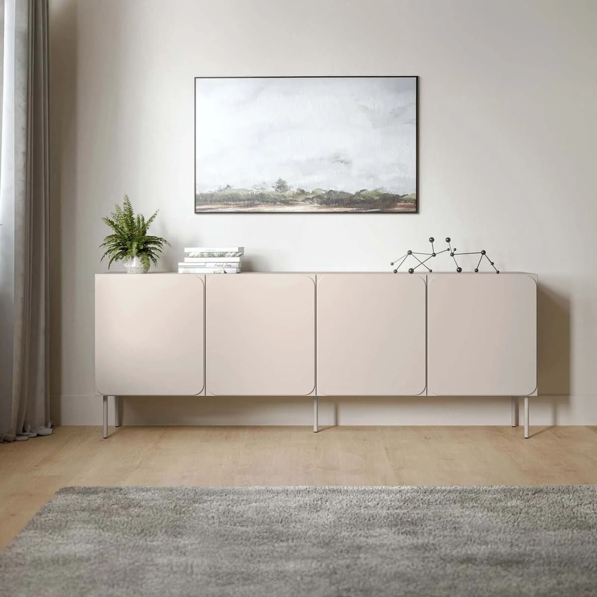 garneroarredamenti Madia 200x76h cm 4 ante moderna beige cashmere Maya